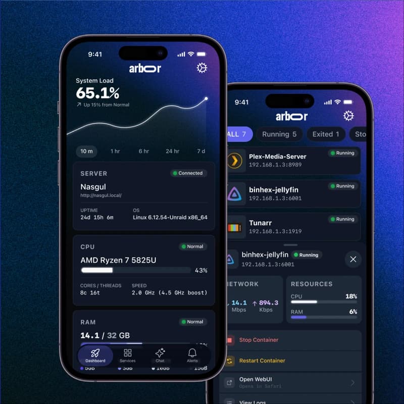Arbor Home Server Manager app preview