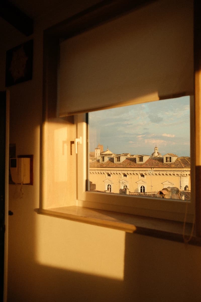 Rooftop view from a window in Rome